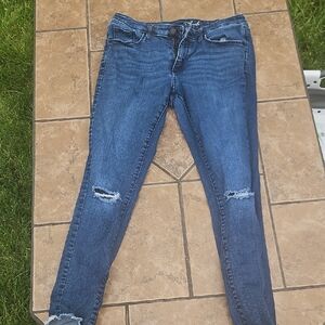 Universal Thread Blue Skinny Jeans with Distressed Knees